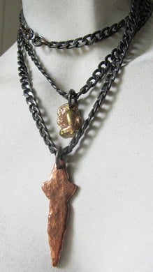 Bronze and stainless nugget and dagger chain - Dennis Higgins Jewelry