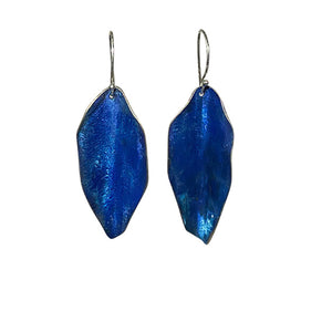 Small Blue Leaf Earrings - Dennis Higgins Jewelry