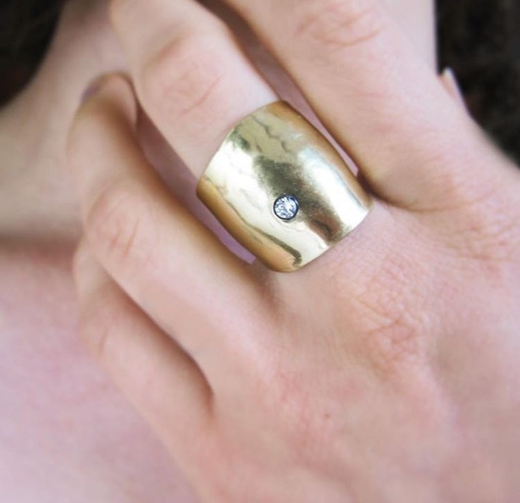 Gold Hammered Ring - Dennis Higgins Jewelry