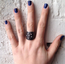 Load image into Gallery viewer, Blackened textured silver and sapphire ring - Dennis Higgins Jewelry
