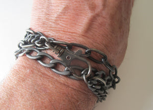 Combination 6 and 9 mm curb chain with a large clasp - Dennis Higgins Jewelry