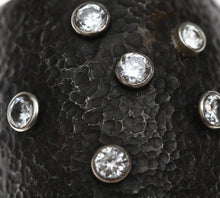 Load image into Gallery viewer, Blackened textured silver and sapphire ring - Dennis Higgins Jewelry
