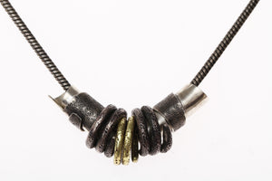 Hand made beads on silver snake chain - Dennis Higgins Jewelry