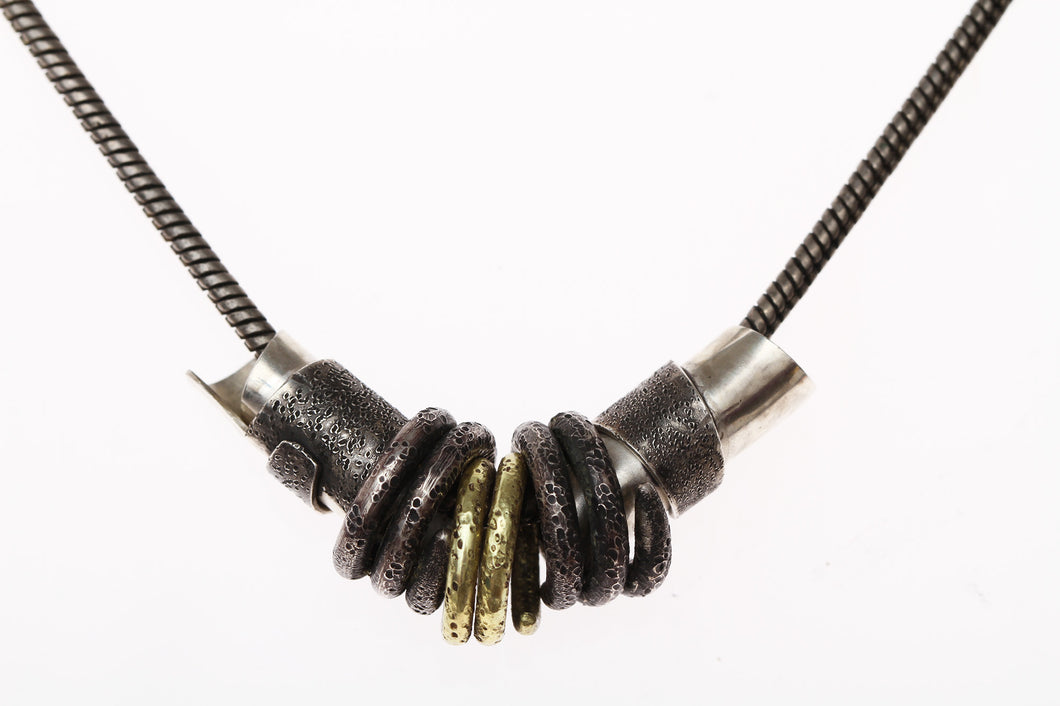 Hand made beads on silver snake chain - Dennis Higgins Jewelry