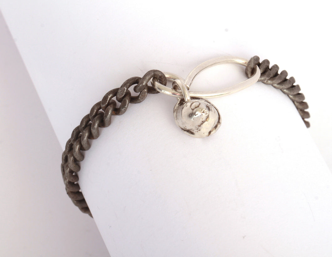 Single wrap bracelet with sterling nugget and clasp - Dennis Higgins Jewelry