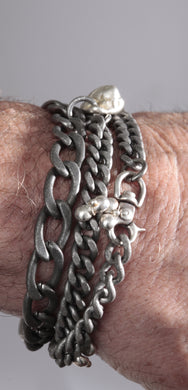 6 and 9 mm stainless curb chains with three nuggets and silver swivel clasp - Dennis Higgins Jewelry
