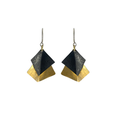 Gold & Black Abstract Butterfly Earrings - Dennis Higgins Jewelry